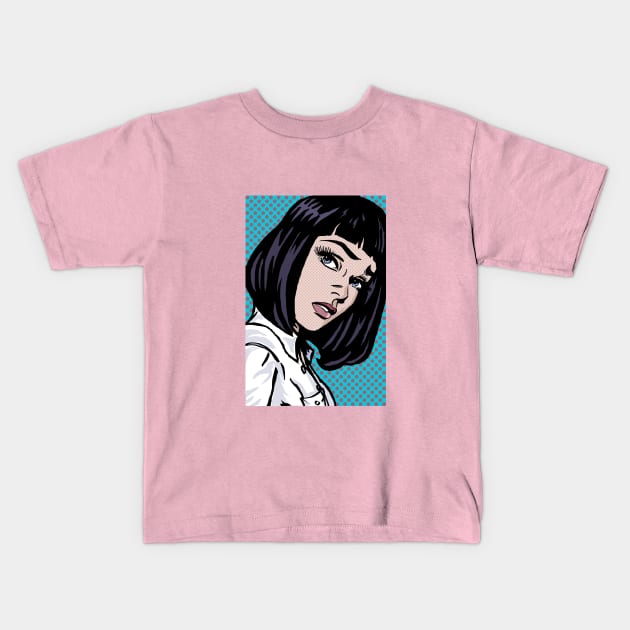 Pulp Thurman Lichtenstein Kids T-Shirt by FanboyMuseum